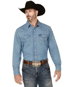 Wrangler Men's Stonewash Denim Long Sleeve Work Shirt - 70127Sw