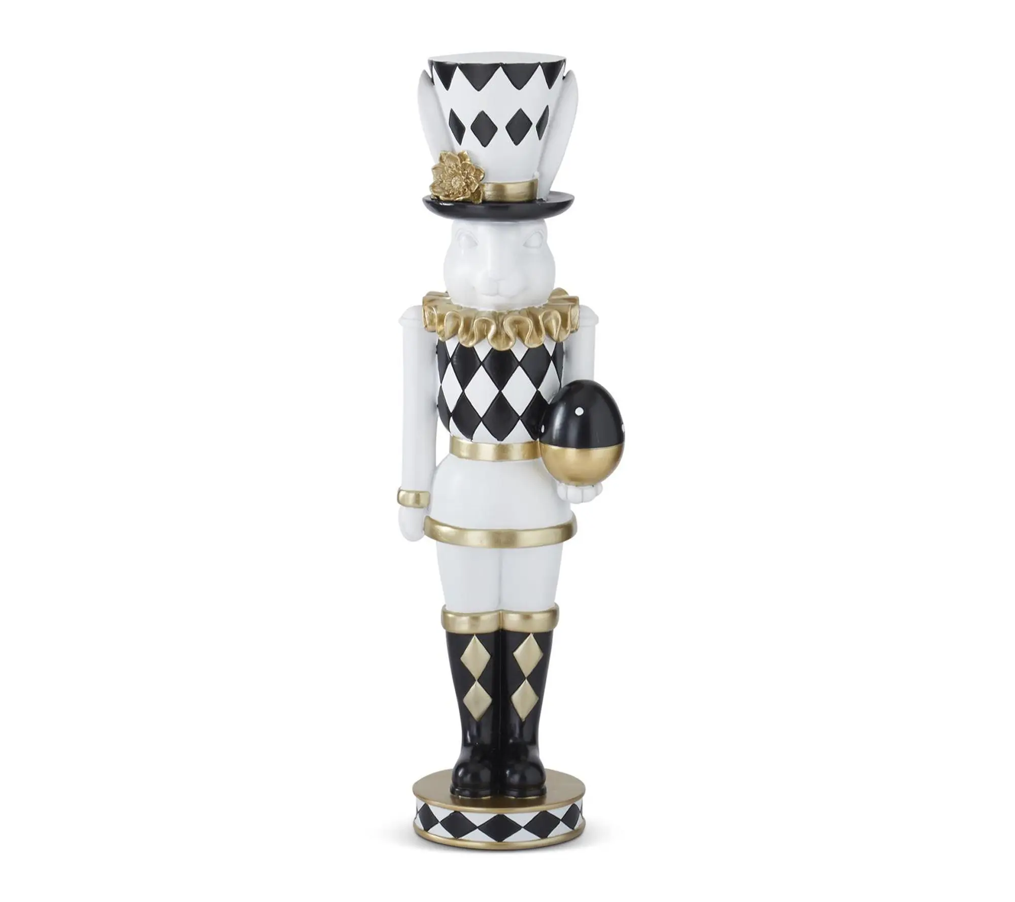 RC Home Decor-17.75" White, Black & Gold Easter Bunny Soldier