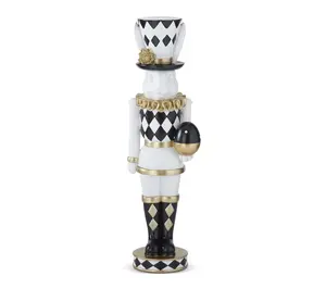 RC Home Decor-17.75" White, Black & Gold Easter Bunny Soldier