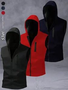 Men's Lightweight Breathable Windproof Vest, Multi-Color Outdoor Jacket with Zippered Pockets, Foldable Design for Hiking, Fishing, Running