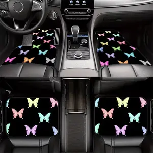 4pc Butterfly Print Car Floor Mats, Durable Polyester Fiber, Fits Trucks and Suvs, Truck Accessories, Ideal Gift, Fun Design, Anti-Slip, Holiday Gifts