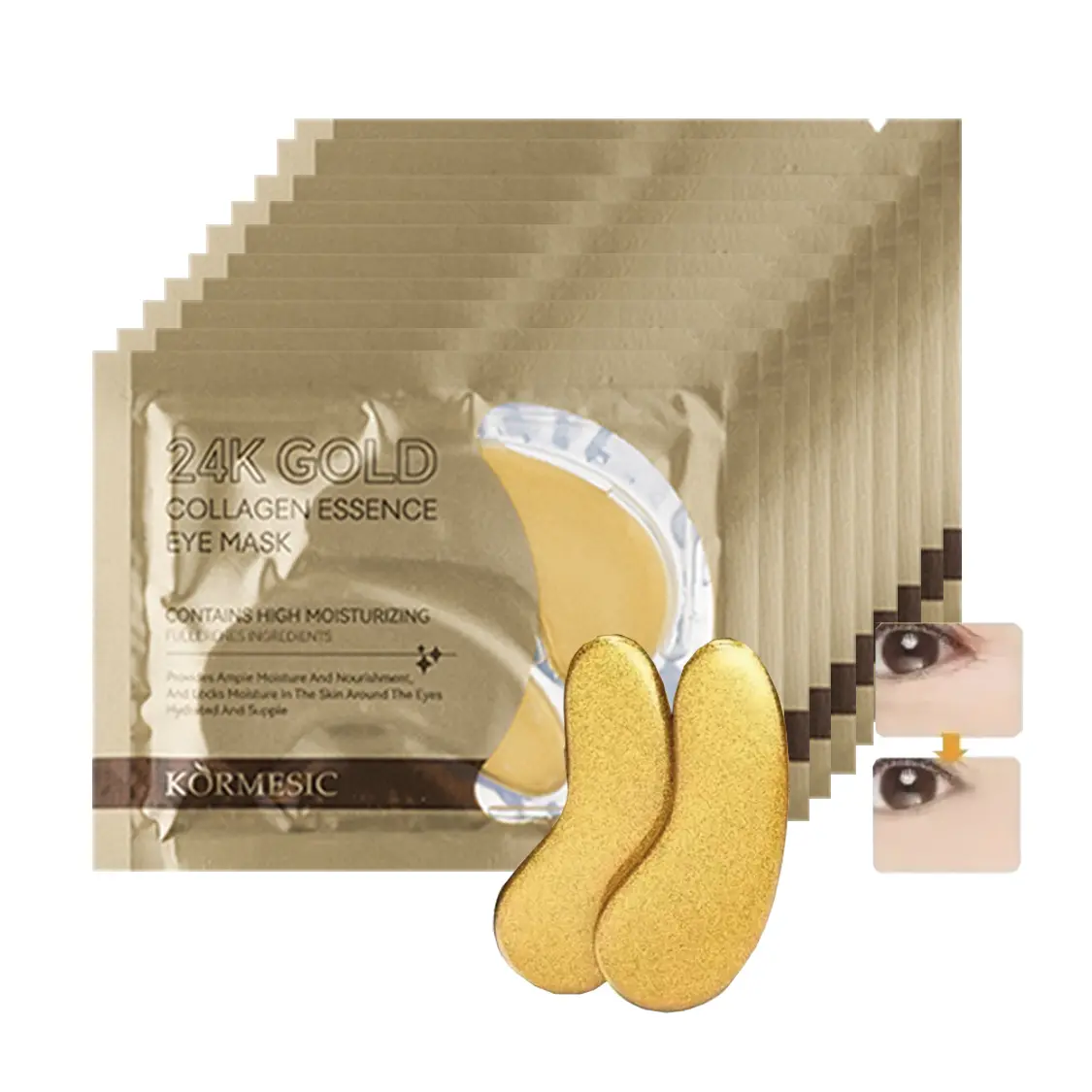 24K Gold Gel Crystal Collagen Eye Mask, 10 Pairs Moisturizing Under-Eye Patches, Eye Care Product for Women and Men, Professional Eye Treatment