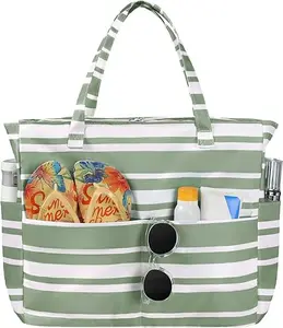 Beach Bags for Women Waterproof Sandproof Women Tote Bag, Large Beach Bag with Zipper for Gym Travel Vocation