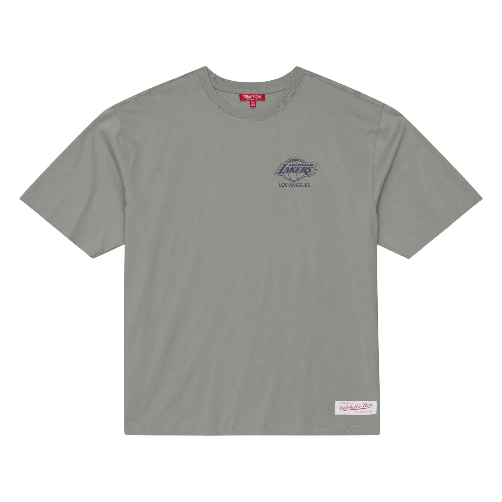 Women's Los Angeles Lakers Gray Core Essentials T-Shirt NBA Throwback Tee Graphic Vintage Fan Gear Mitchell & Ness