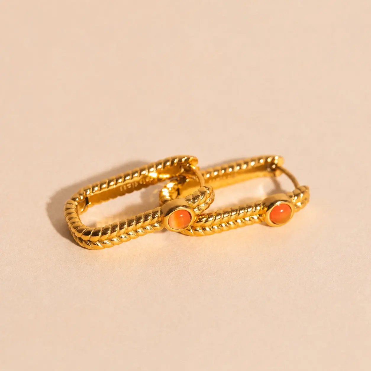 Rope Rectangle Huggie Hoop Earrings