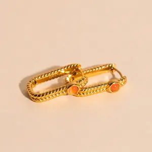 Rope Rectangle Huggie Hoop Earrings