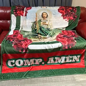 San Judas Mexican Blanket (65x90) (3lb) to keep you cozy and warm during the winter. The Mexican blanket is a one of a kind and very popular type of blanket in the community. I made a custom design with great colors to make it pop.