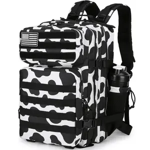 25L Cow Print Tactical Backpack Military Tactical Backpack For Men And Women Small Assault Pack Outdoor Travel Hiking Camping Rucksack With Molle Webbing