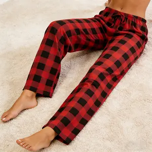 Women's Plaid Print Pocket Drawstring Waist Lounge Pajama Pants Thin Casual Soft Sleep Bottoms, Women Pajamas, Pajama Set