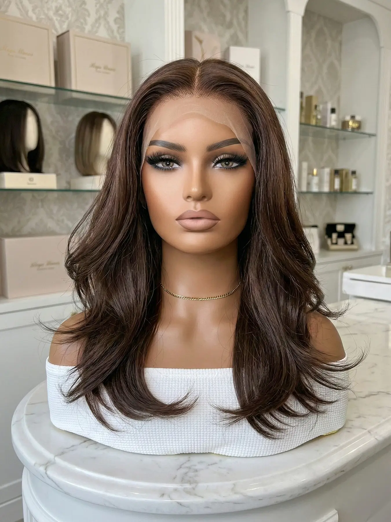 Women's Medium Length Straight Wig, Lightweight Breathable Lace Design, Glueless Lace Frontal, Suitable for All Seasons Daily Wear, Synthetic Wig, Synthetic Lace Wigs