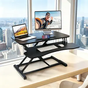 Standing Desk Converter, 32" Wide Height Adjustable Sit Stand Up Desk Riser with Keyboard Tray, Desktop Workstation Riser for Home Office Computer Laptop, Particle Board, White