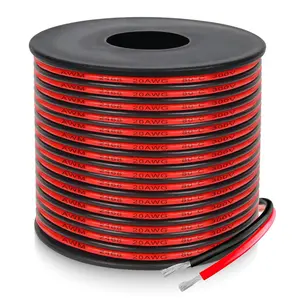 20 Gauge 2 Conductor PVC Tinned Copper Electrical Wires, 32.8FT/10M Red and Black Double Parallel Wire,0.5mm2,for DIY Projects,  Electrical, Power Wiring, Speaker Wires, LED Wires.