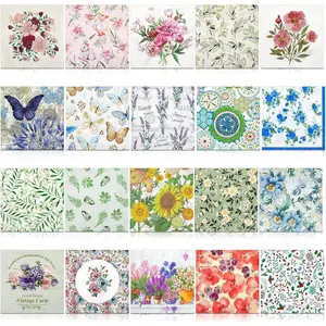 20 Pack Assorted Floral Napkins for Decoupage Toile Napkins Flower  Decorative Paper for Birthday Party Beautiful Gorgeous, 20 Styles Each 6.5 inches (Style 7)