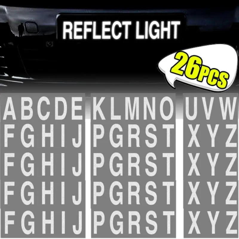 Car License Plate Reflective Letter Label Stickers Waterproof Sunscreen Invisible Stickers Vinyl Sticker Auto Reflective Sticker