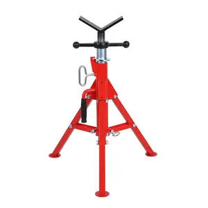 【GARVEE】V-Head Pipe Jack Stand Adjustable Folding Pipe Stands with 1/2" - 12" Pipe Capacity and Adjustable Height 28-52 Inch, Heavy Duty 2500 Lbs Jack Stand for Welding and Construction Projects