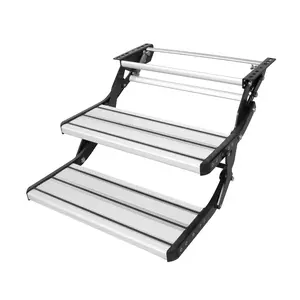 【Summervibes】VEVOR RV Steps, 2-Step, Manual Retractable RV Stairs, Foldable, 440 LBS Load Capacity, Aluminum Alloy Steps, Thickened Steel Plate, Non-Slip Steps for Safe Entry and Exit, RV, Trailer, Camper Steps