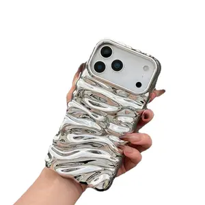 Twist Pattern Phone Case for iPhone 17 Pro Max 16 Pro 15 Plus 14 Pro Women Girls New Design Soft TPU Shockproof Protective Cover in Vibrant Colors Silver