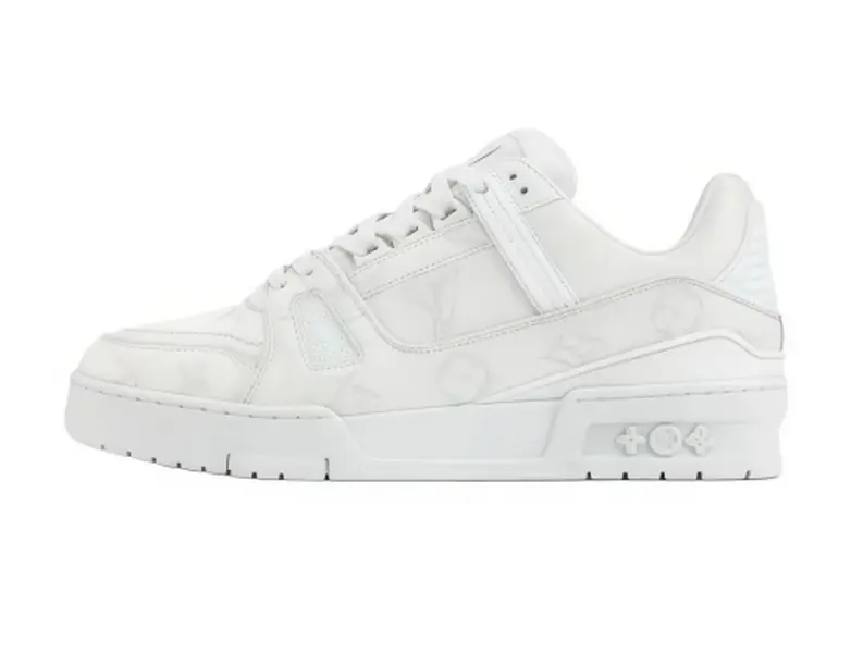 Men's Classic White Sneakers with Textured Upper & Signature Print – Comfortable Daily Wear Shoes