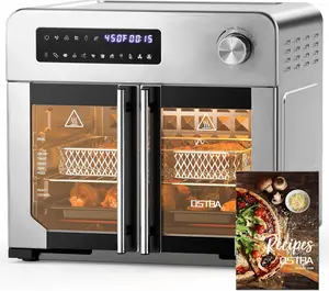 OSTBA French Door Air Fryer Toaster Oven Combo, Airfryer Convection Oven Countertop 10-in-1 Combo, 30% Faster 90% Less Oil, 102 Recipes & 7 Accessories Included 24 QT Stainless Steel