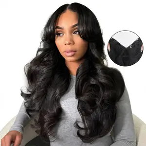 OQ HAIR Butterfly Cut Layered V Part Wig Human Hair No Leave Out Glueless Upgrade U Part Wig Human Hair Clip in Body Wave Wigs Beginner Friendly