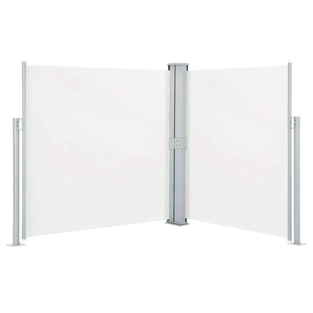 vidaXL Retractable Side Awning, Folding Privacy Screen with Double Side, Outdoor Divider Wall Patio Awning for Deck Porch Garden, Cream 55.1"x236.2 48455