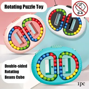 Double-sided Rotating Beans Puzzle Toy, Rotating Beans Cube, Finger Fidgeted Toy, Fidget Gadget, Stress Relief Fidgeting, Adults&Kids Stress Relief Puzzle Toy, Perfect Gift for Friends or Family