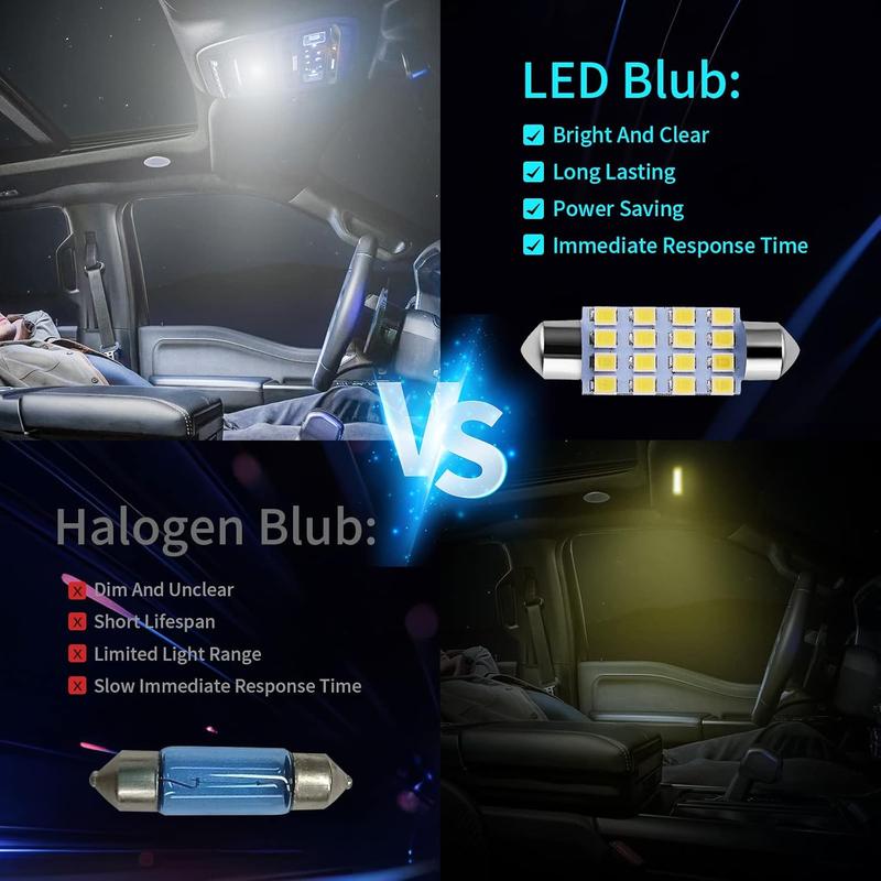 42 Pieces Interior Car Lights, Super Bright White Dome Map Tail Cab Lights Bulb Kit Set , DE3175 T10 31mm 41mm 194 LED Bulb for Your Trucks Width Lamp(White)