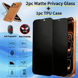 Protective Set Includes 2 Anti-Glare Tempered Glass & 1 Tpu Phone Case, 9h Hardness Anti-Fingerprint Screen Protector for iPhone Models