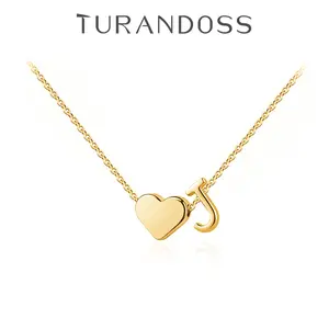 Turandoss Tiny Initial Necklaces for Women Golden Heart Letter A-Z Necklace Dainty Heart Name Necklace Personalized Initial Tag Pendant Birthday Gifts Anniversary Gifts Jewelry for Women Girls Valentine’s Day Gift