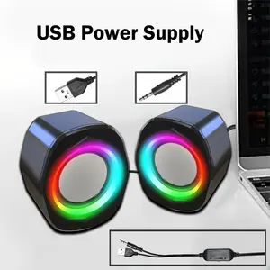 2.0 Stereo Computer Speaker Set, 2.0 with Bass Cannon, 3.5mm Audio,USB Powered,  Suitable for Gaming PC, Laptop, Home Theater, TV, Smartphone, Button Control Desktop Speaker System, Non-Waterproof, Bass Boost, Multi-Device Support