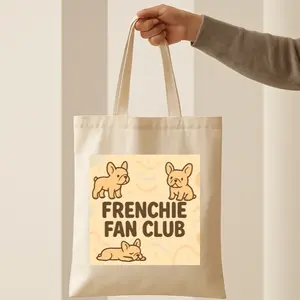 French Bulldog Tote Bag - Frenchie Fan Club Design, Perfect for Dog Lovers, Durable and Stylish, Ideal for Shopping and Everyday Use