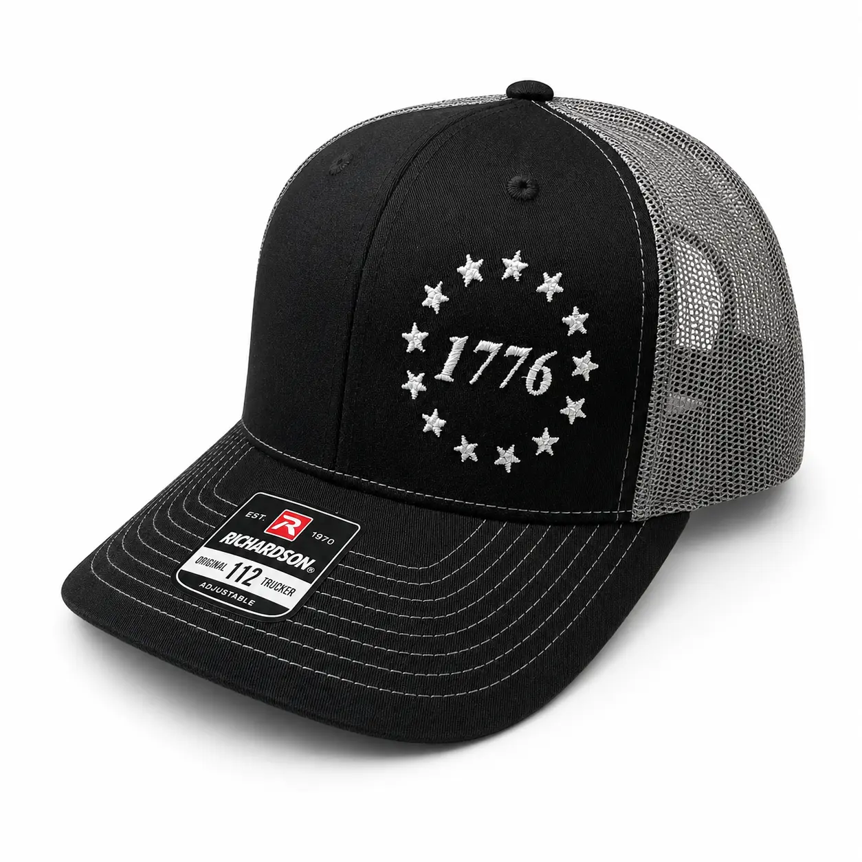 1776 Trucker Hat - Patriotic Embroidered Mesh Snapback Hat