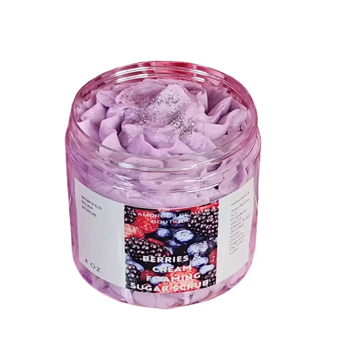 Berries and Cream Whipped Foaming Sugar Scrub with Shea Butter - Moisturizing Body Care Cleanser & Exfoliant for Dry Skin, Gentle, Scent
