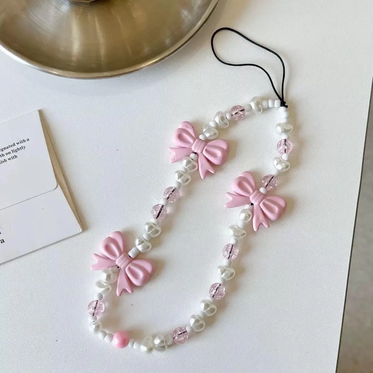 Cute Bowknot Design Beaded Phone Chain, Fashionable Phone Lanyard, Phone Strap for Women & Girls, Phone Decoration Accessories for Phone Case, Charm, Phone Accessory, Cell Phone Accessories