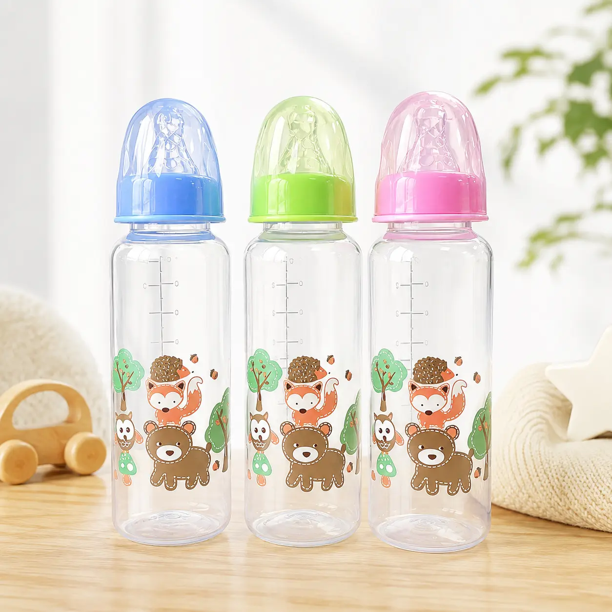 HOTMIR Baby Bottle 9oz Standard Caliber Bottle, Multi Color Optional Baby Feeding Bottle, Newborn Formula Milk Bottle, Portable Baby Bottle, Ideal Newborn Bath Gift for Boys and Girls
