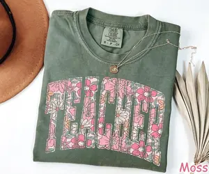 Comfort Colors Floral Teacher T-Shirt, Cute Teacher Gift, Spring Flower Teacher Tee, Gift for Teacher, Teaching Shirt, Teacher Appreciation Gifts