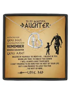 To My Beautiful Daughter Forever Love Heart Pendant Necklace From Dad Meaningful Jewelry with Heartfelt Message Card, Perfect Birthday Keepsake, Graduation Jewelry Forever Love Necklace