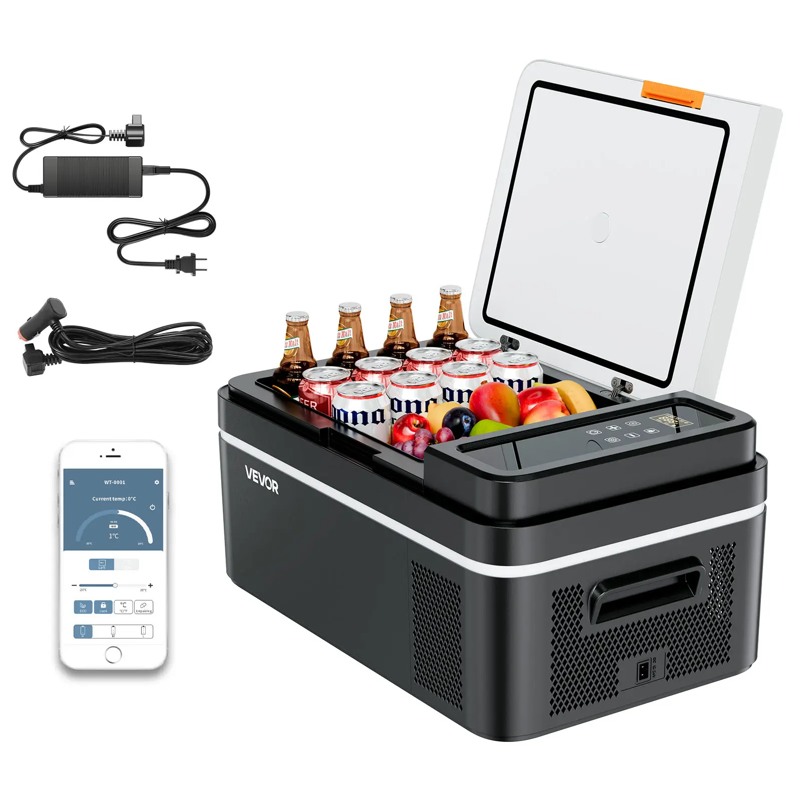 【SummerFinds】VEVOR Car Refrigerator, DC 12/24V AC100-240V Compressor Electric Cooler, -4°F to 68°F Car Fridge with APP Control, 21 QT Cars Freezer for RVs, Campsites, Boats, Camping, Fishing, 60W Portable Freezer,summerwins