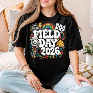 Field Day 2026 Graphic Tee, Elementary School Youth Shirt, Sporty School Student Field Day PE Teacher Event Unisex T-Shirt for Adults & Kids