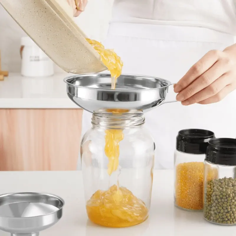 1pc Thickened Stainless Steel Wide Mouth Funnel, Household Large Diameter Jam Funnel, Kitchen Pour Accessories
