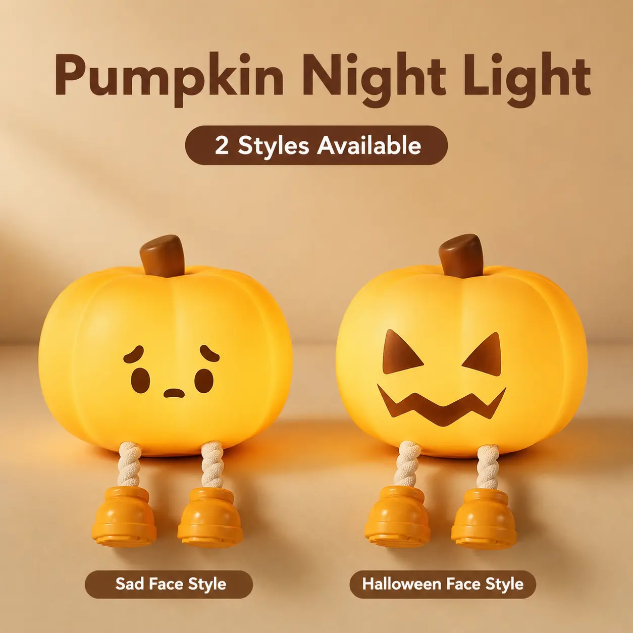 Cute Pumpkin Silicone Night Light - Summerwins Tap Control Bedside Lamp with 3 Brightness Levels, Type-C Rechargeable, 30-Min Timer, Phone Stand, Eco-Friendly Reusable Halloween Decoration, Festive Colorful Decorative Lights for Home Supplies