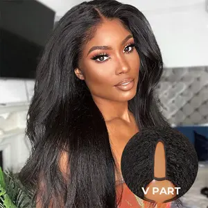 【NEW IN】Alipearl Wigs 200% Density Kinky Yaki Straight V Part Wig Human Hair No Glue No Leave Out Thin Part Glueless Wigs Beginner Friendly FallFreshness