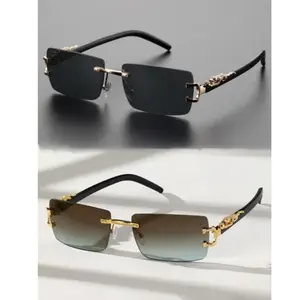 2 PCS Fashionable Trendy Frameless Rectangular Personalized Sunglasses For Daily Life 2 PCS Fashionable Trendy Frameless Rectangular Personalized Sunglasses For Daily Life