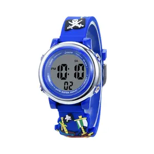 Unique Pirates Seeking Golds 3D Pattern Kids Watch Seven Colors Luminous 3ATM Waterproof Children Watch with Digital Display and Water Resistance