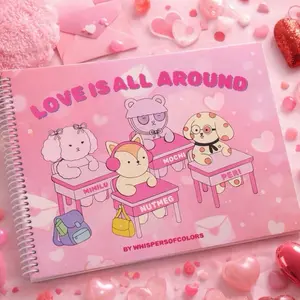 Love is all around BUNDLE coloring book, claw clip, and tote bag by whispers of colors
