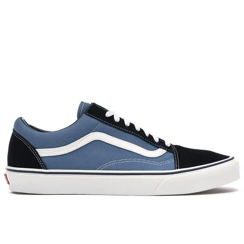 Vans Old Skool Navy White Unisex Sneakers Classic Skate Shoes Canvas Suede Upper Low Top Casual Lifestyle Footwear Durable Rubber Sole Comfortable Everyday Shoes Iconic Sidestripe Design Streetwear Sneakers Authentic