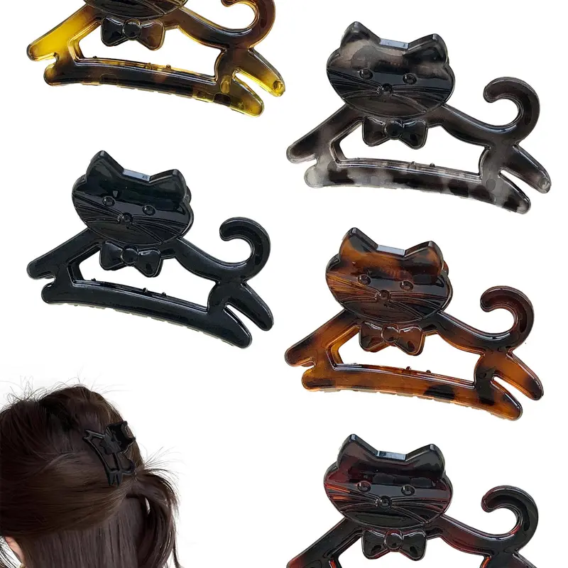 Sweet and cute hollow-out cat hair claw set, suitable for ladies and girls, cartoon design, suitable for half-up half-down hairstyle, Hair Claws Set, Hair Clip Set, Soft Claw Clip, Cute Hair Clips