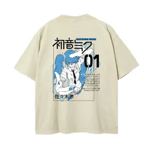 HATSUNE MIKU 01 Washed T-Shirt Anime Character Pattern Print Casual T-Shirt