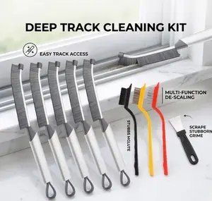 Ultra-Thin 0.1" Crevice Cleaning Brush Set, 9-Piece Stiff Detail Cleaners for Home