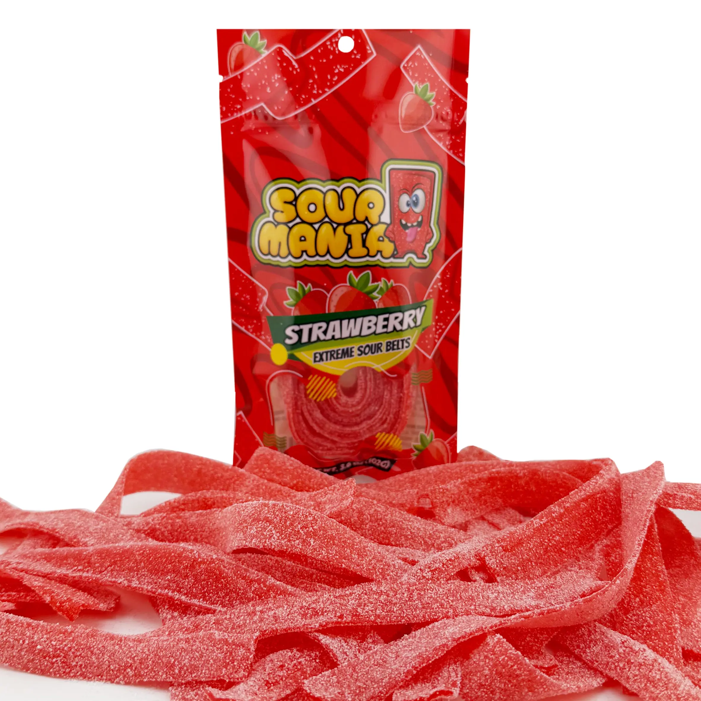 Sour Mania Extreme Sour Gummy Belts 3.6 oz Strawberry